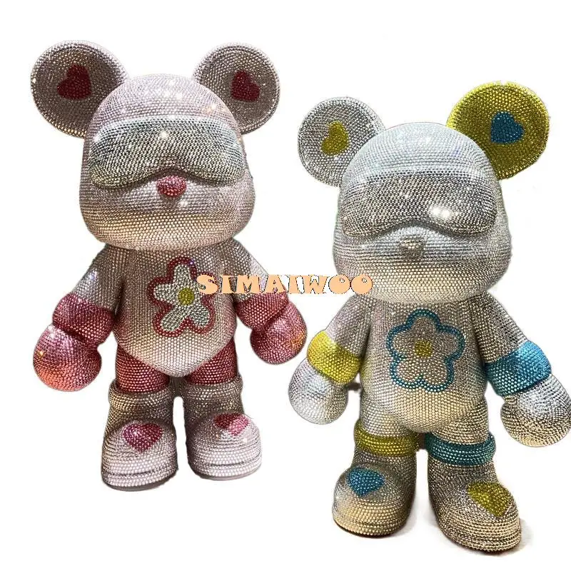 

DIY Rhinestone Space Bear Diamonds Ornament Cystal Bear Statue Mosaic Cross Stitch Handmade Bears Boxer Home Decorative Kid Gift