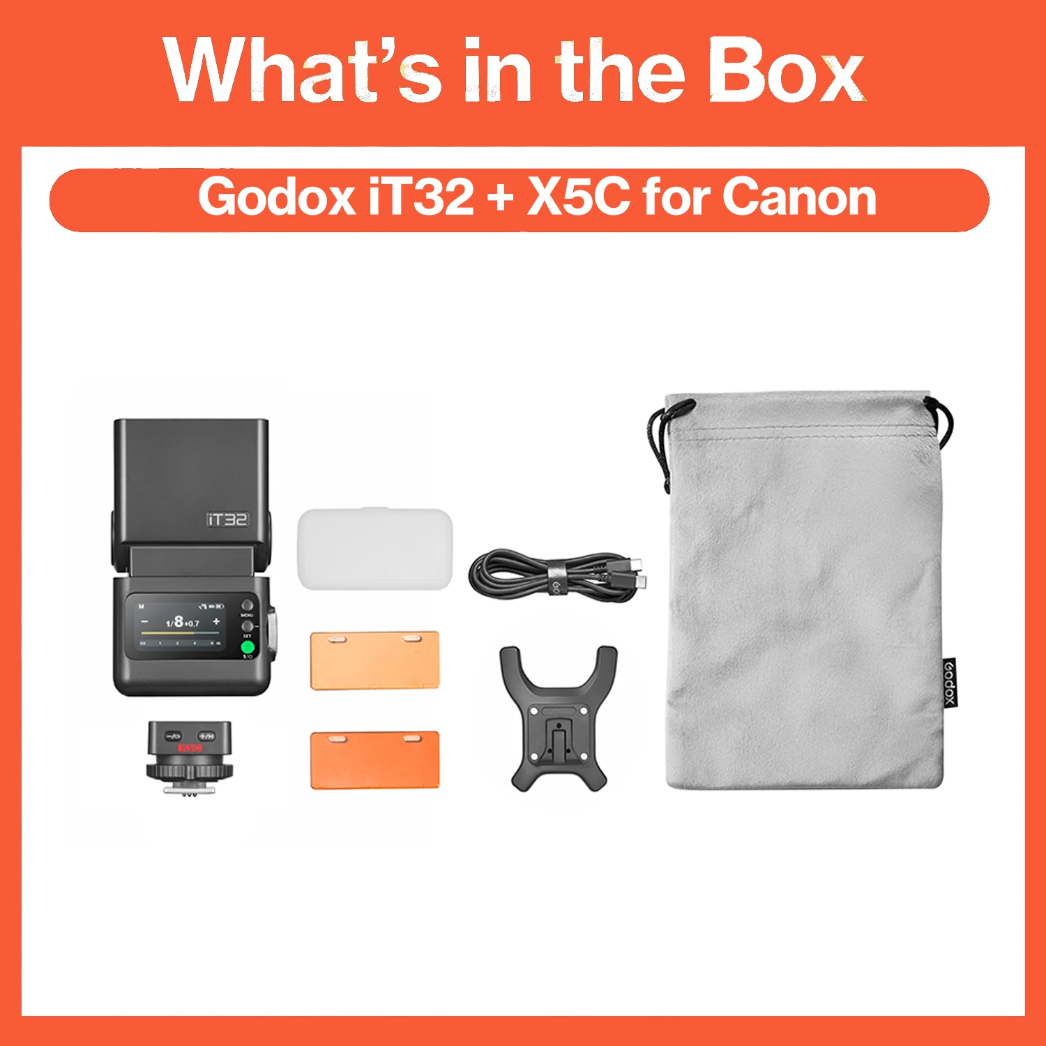 Godox iT32 TTL Camera Flash with X5 Trigger for Sony ZV-E10 II ZV