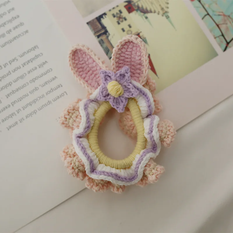 Internet Celebrity Characteristic Hand-woven Large Intestine Hair Loop Cute Girl Sweet Wool Crochet Boutique Hair Accessories