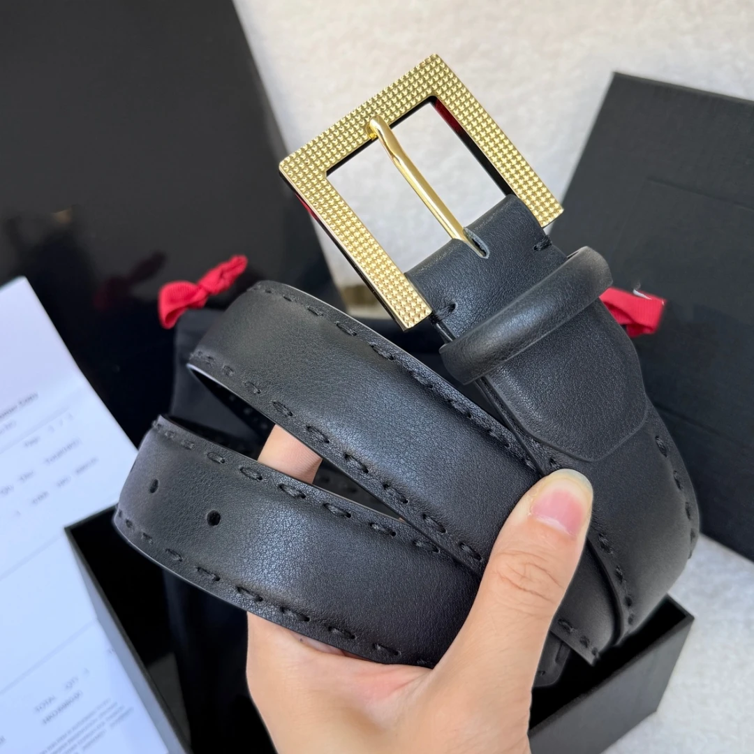Luxury designer brand Top-Grain Calfskin Leather Belt Holiday Gifts Handmade Men'sBelt Business Formal Casual Metal 35mm