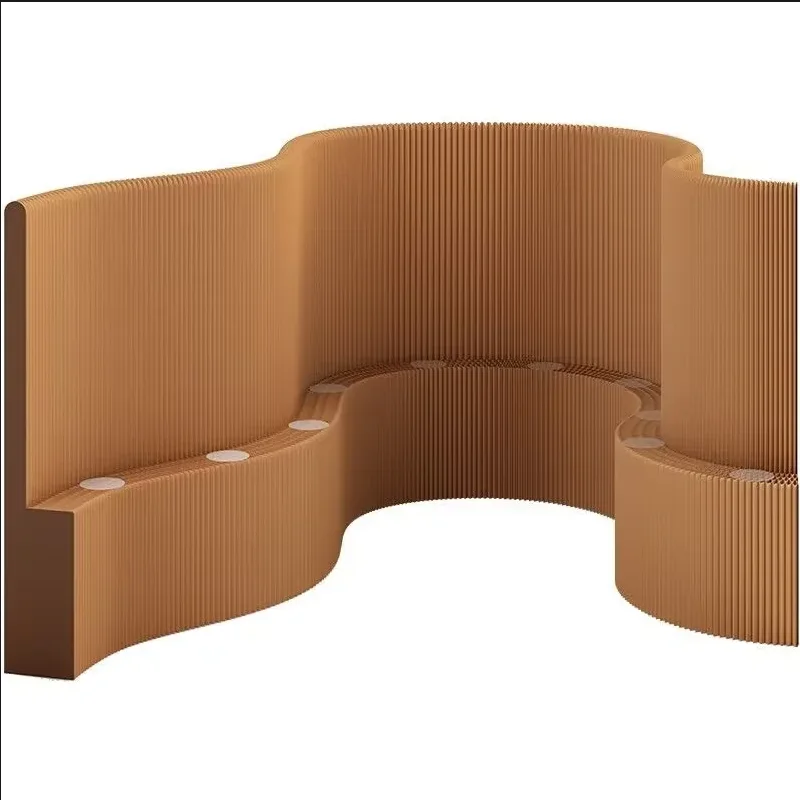 Brown Color Folding Organ Paper Wall Office Screen Partitions Baffle Removable Room Dividers Panels Exhibition Layout