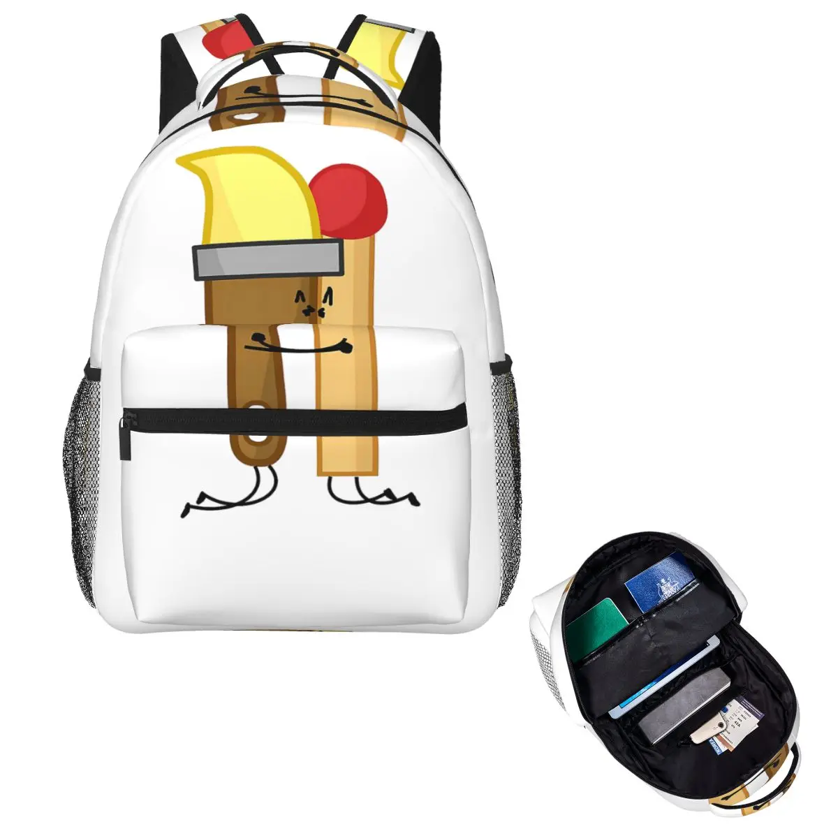 BFDI Inanimate Insanity , All Characters 3 Student Backpack Hiking Travel Daypack for Boys Girls Fashion Bookbag Shoulder Bags