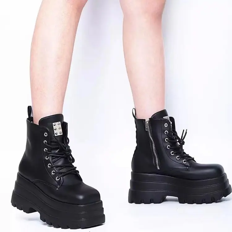 43 Big Size Cosplay Punk Girl High Heel Platform Ankle Boots Shoes 2024 New Black Higg Hop Boots Chunky Shoes