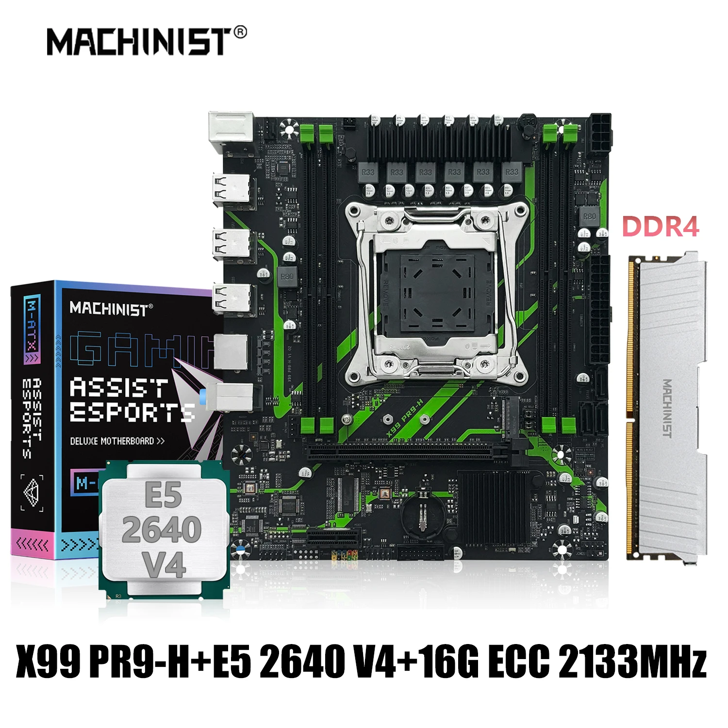 MACHINIST PR9-H X99 kit motherboard LGA 2011-3 Intel Xeon E5 2640 v4 CPU processor 16GB DDR4 ECC memory Combo M-ATX NVME M.2