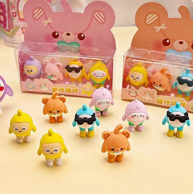 

New model Eraser Cartoon Anime Figure Pikachu Student School Stationery Supplies For Children 3d Erasers Toys Birthday Gift