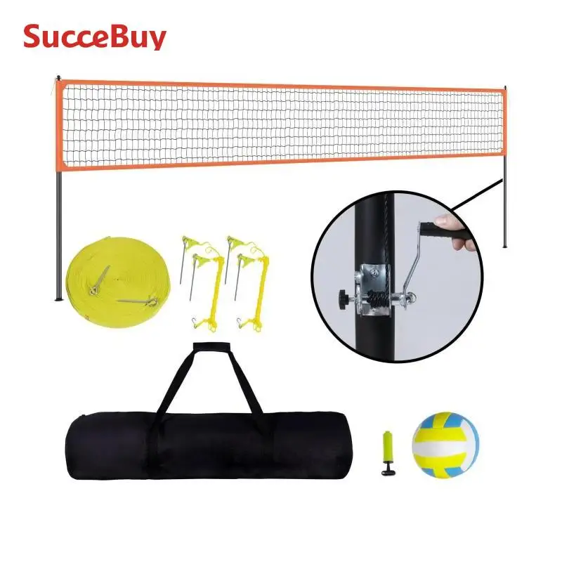 VEVOR Red de voleibol portátil para exteriores, postes de aluminio de altura ajustable, juego de voleibol profesional con pelota de voleibol de PVC, bomba y bolsa, para jardín, playa, césped