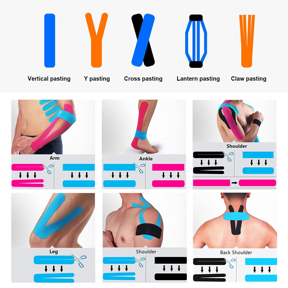 Kinesiology Tape Muscle Patch Sports Bandage Medical Athletic Recovery Self Adherent Bandage for Muscle Pain Relief