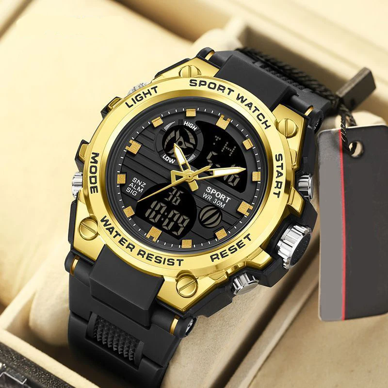 

Мужские многофункциональные часы с ночником и двойным дисплеем для студентов-мужчин, вечеринок, молодежи, занятий спортом на открытом воздухе, водонепроницаемые электронные часы