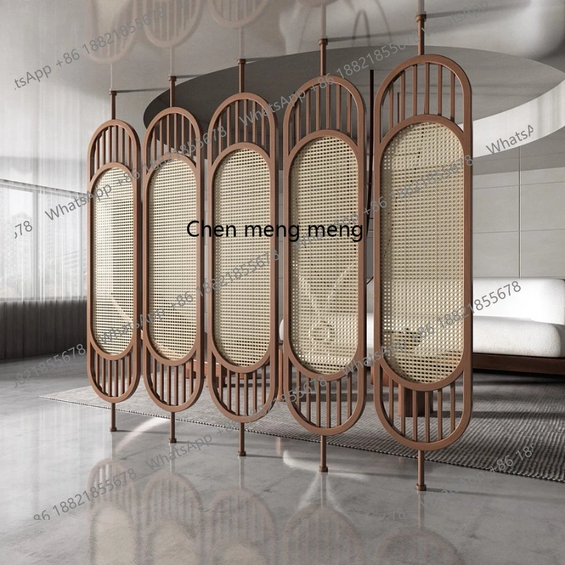 

New Chinese rattan screen partition living room entry decoration simple modern rotatable entrance