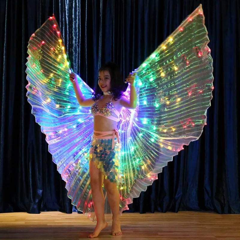 Children's colorful LED luminous wings dance wings belly dance performance fluorescent butterfly cape