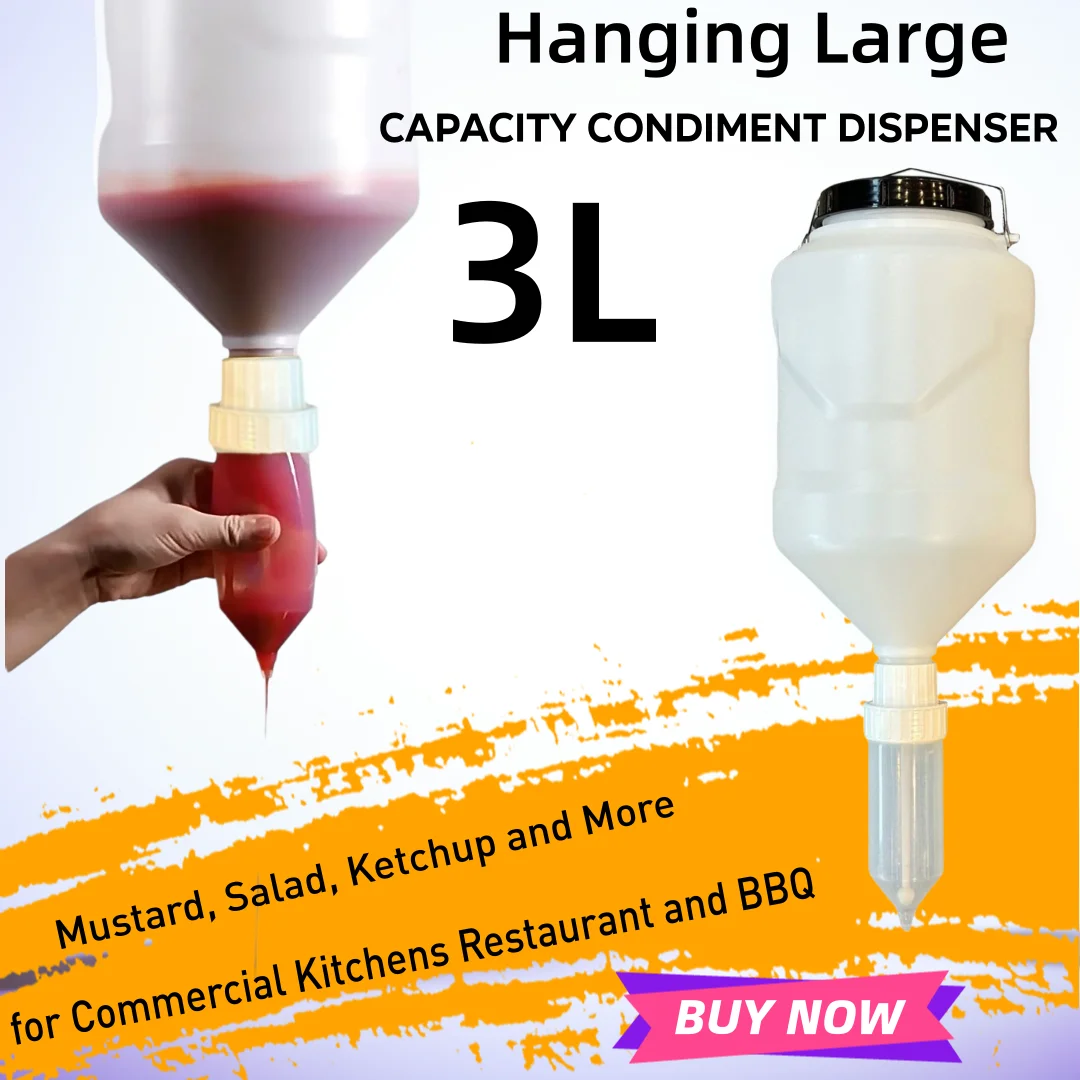 Capacity Condiment Dispenser Hanging Large for Commercial Kitchens Restaurant and BBQ for Mustard, Salad, Ketchup and More