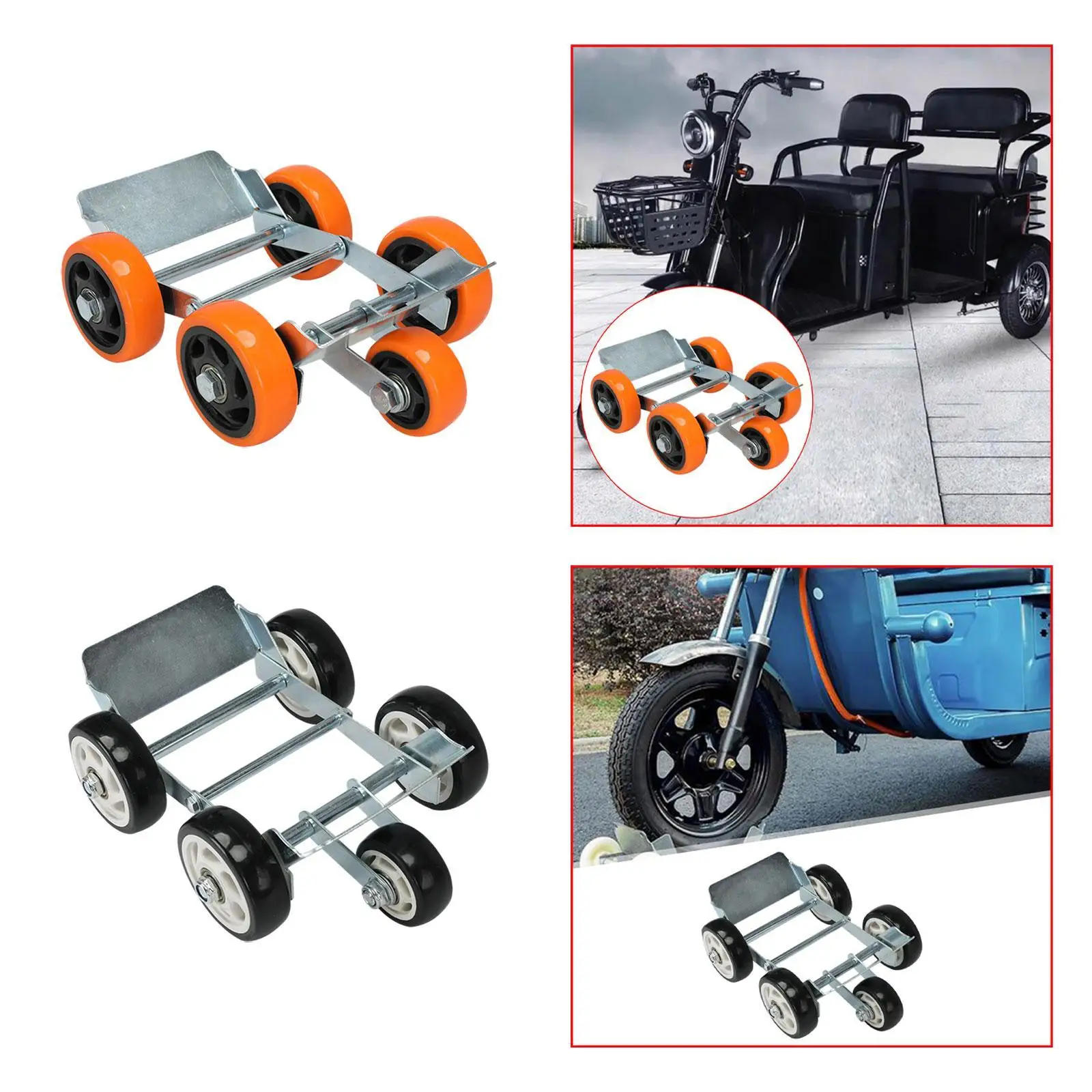 Motorbike Tire Dolly Wearproof Strong Load Bearing Heavy-duty Foldable Carbon Steel Tyre Blowout Booster for Tricycles Bike