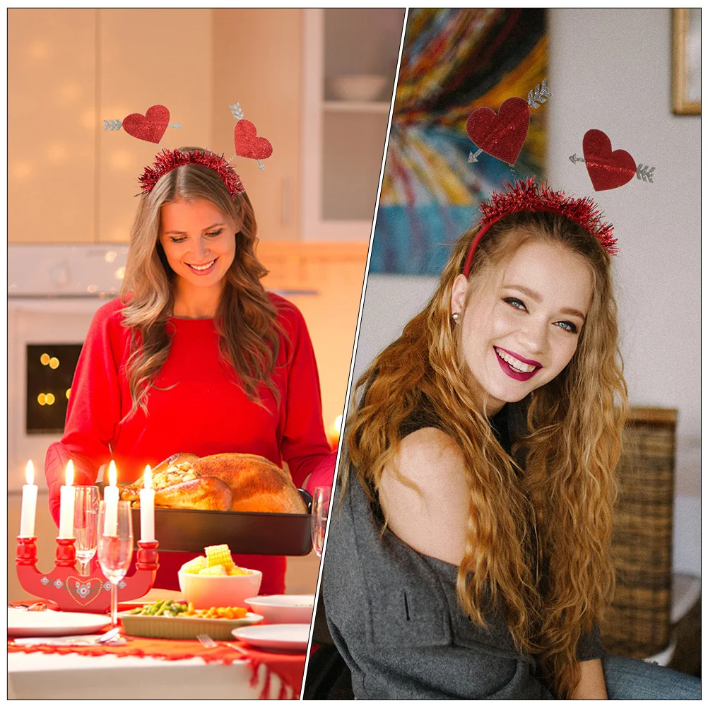 

3Pcs Love Heart Headdress Unique Party Hairbands Valentine's Headwear Delicate Romantic Accessory Party Hair Wear