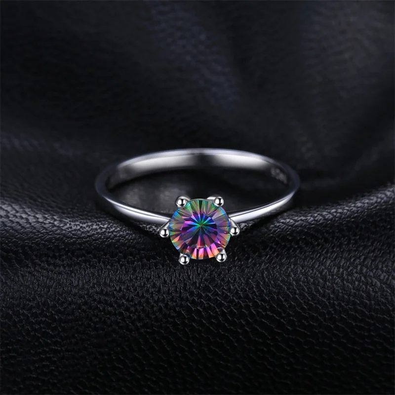 Fashion Black Bright Colorful Six Claw Diamond Rings for Women Wedding Anniversary Beach Banquet Party Gift Jewelry