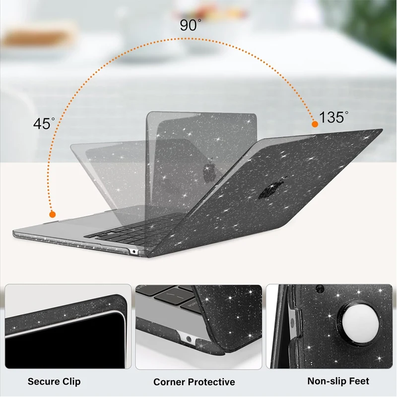 غطاء كمبيوتر محمول لامع ل 2025 ماك بوك اير 13.6 M4 حافظة ماك بوك اير 15 M4 رقاقة حافظة ماك بوك برو 14 M4 برو 16 M3 M2 M1 Pro 13