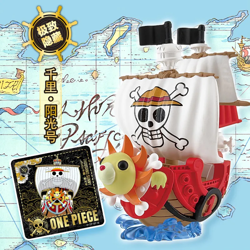 Genuine KAYOU One Piece Monkey D. Luffy Rubber Figures Thousand Sunny One Piece Ship Figure Luffy Model Toy Birthday Gifts