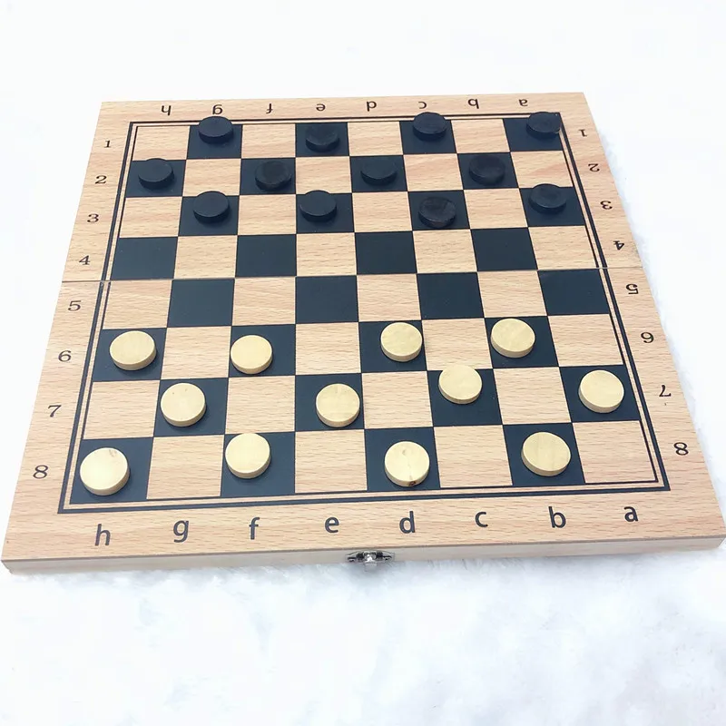 

24x24CM 3in1 Chess Set Traditional Wooden Folding Wood Pieces Portable Board Game Checker For Adult Kids Gift