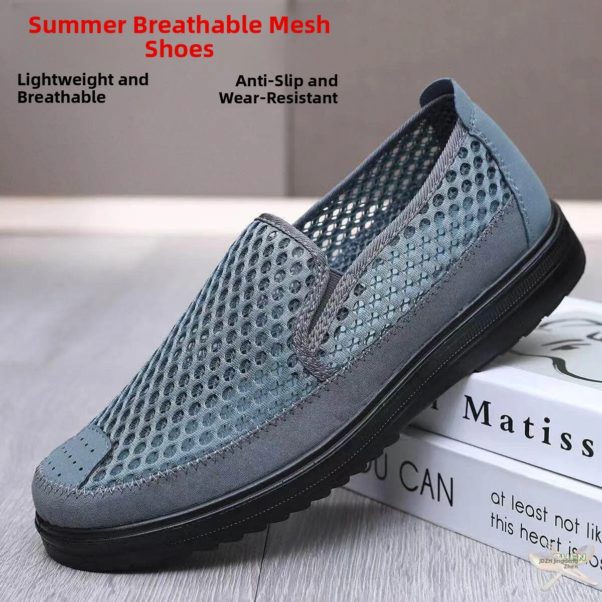 Men's Summer Breathable Lightweight Mesh Shoes Slip-On Casual Shoes Hollow out Design Comfortable Footwear for Middle-Aged An...