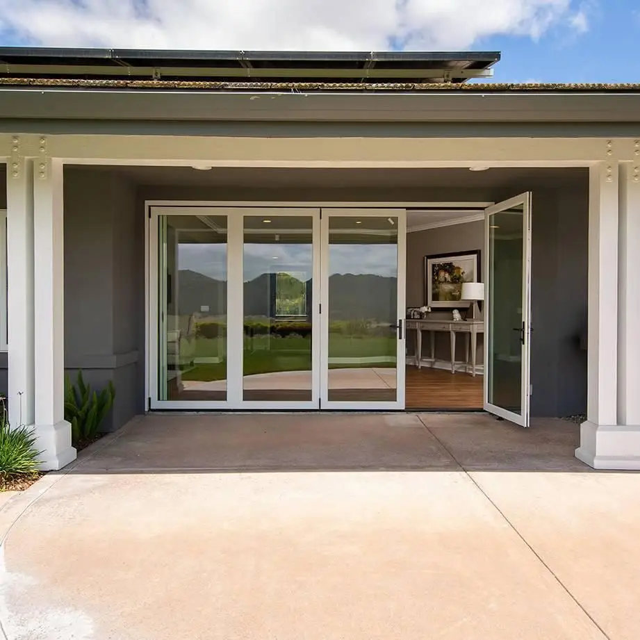 Factory Double Glazed Aluminum Home Door Patio Accordion Folding Doors Soundproof Glass Exterior Panoramic Modern Bi-fold Door
