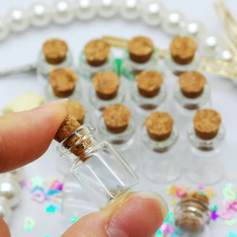 60/10pcs Mini Glass Bottles with Cork Stoppers DIY Message Bottle Empty Wishing Bottles Spice Bottle Jars Party Decoration Gifts