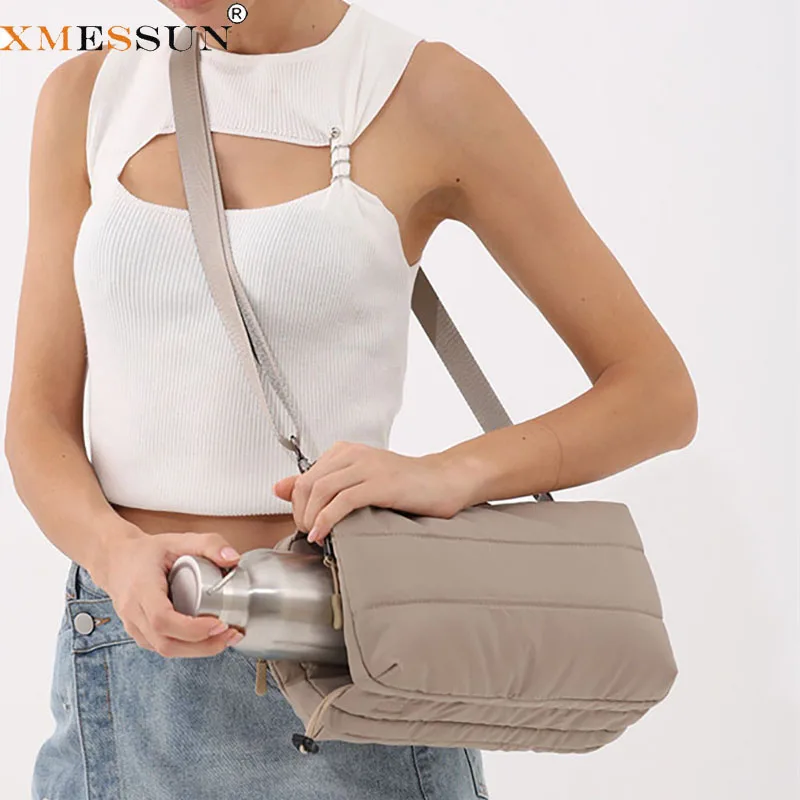 XMESSUN New Trendy Down Bag,Fluffy Crossbody Water Bottle Bag, Large-capacity Outdoor Umbrella Storage,Women Shoulder Bag