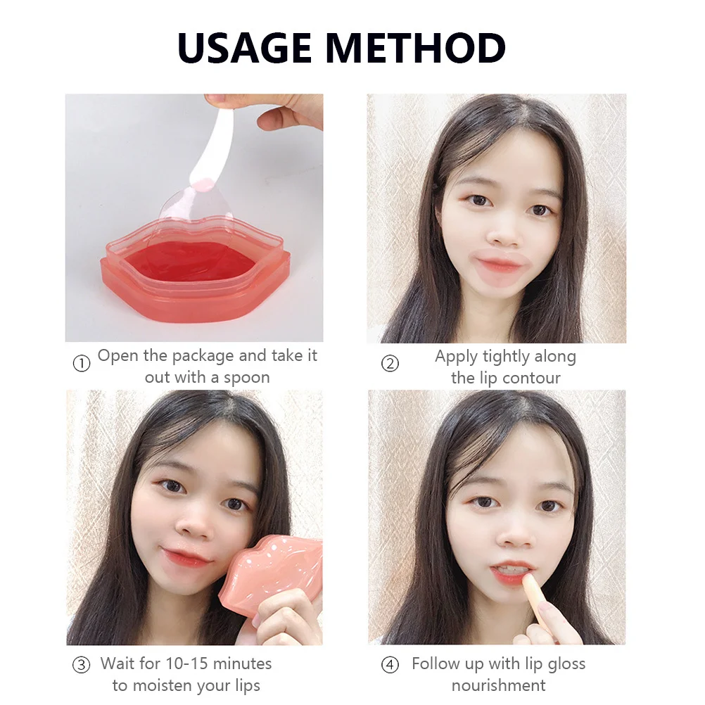 20Pcs Lip Mask Collagen Moisturizing Essence Softening Repair Night Care Patches Nourish Boost Lip Smooth Skin