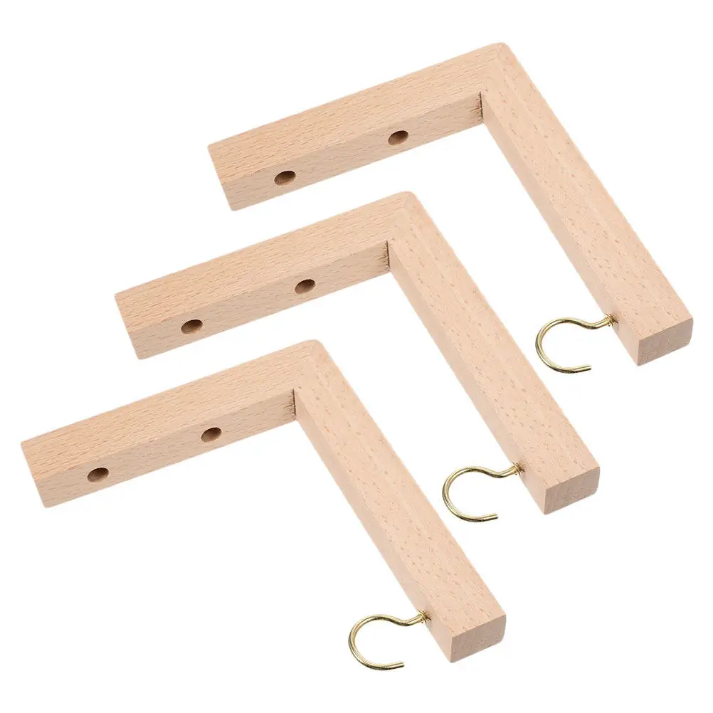 3Pcs Wooden Wall Plant Hooks Heavy Duty Rustic Wood Grain Hangers for Flower Pots Wind Chimes Bird Feeders Hanging Baskets