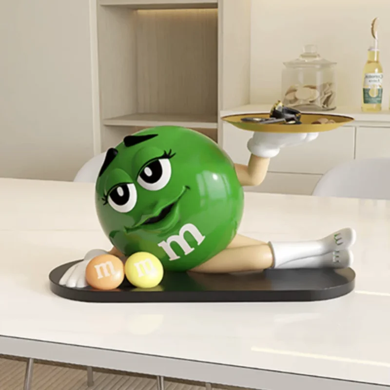 M&ms Desktop Decoration Cartoon M Bean Man Sculpture Storage Tray Cute Table Ornament Key Snack Plate Modern Living Room Decor