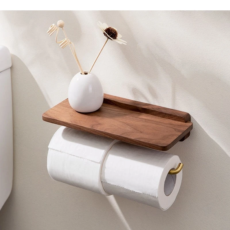 

Wooden Tissue Holder Roll Paper Wall Mounted Boxes Towel Storage Container Home Bathroom Shelves Toilet Rack