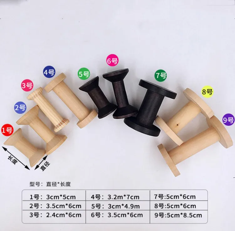 primary color  Wooden Bobbins Spools Reels Organizer For Sewing Ribbons Twine Wood Crafts Tools Thread Wire 14 specifications