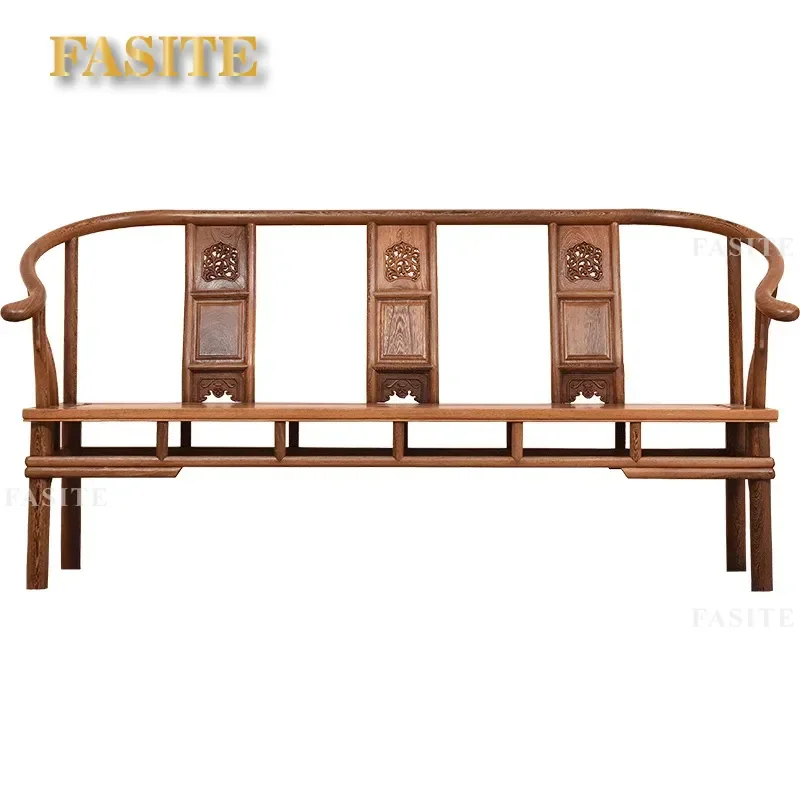 For Chinese Style Mahogany Armchair Chicken Wing Wood Backrest Leisure Sofa Three Seater Living Room Furniture