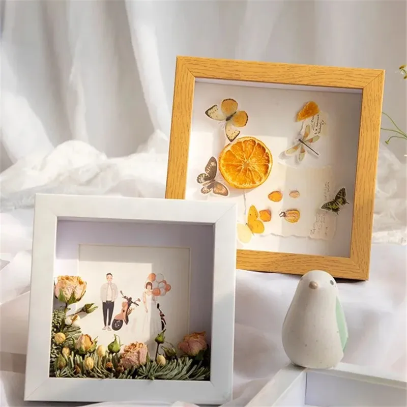 Dried Flower Immortalized Flower Hollow Stereo Resin Photo Frame Insect Specimen Display Frame Creative Handmade Gift Photo Fram