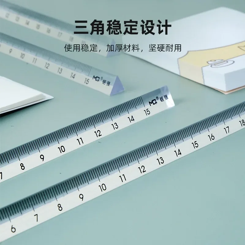 Naxilai 2pcs Transparent Acrylic Ruler Portable Mathematics Ruler Triangular Prism Ruler for Artists Designers Measuring 0-20cm