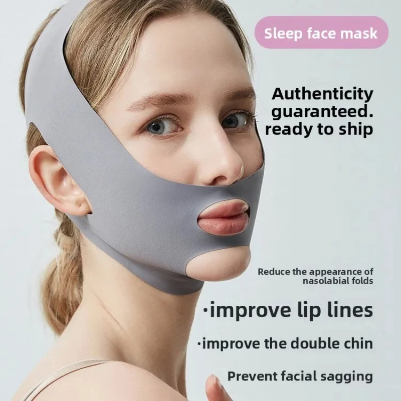 V Face Lifting Band Double Chin Reducer & Skin Tightening Mask, Breathable Lightweight Sleep Strap, Overnight Face Slimming Wear