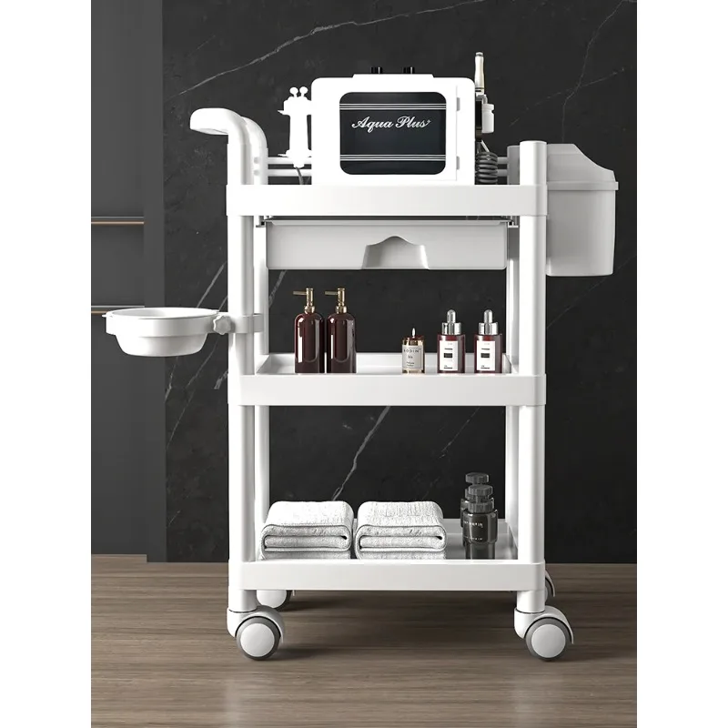 

Small trolley for beauty salons, mobile push-behind rack, plastic care instrument tool cart