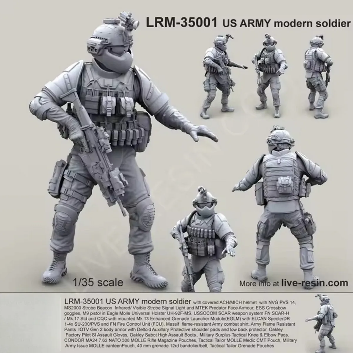 

1/35 Resin Unpainted Model Kit, military theme, United States Army Modern Soldier Unassembled and unpainted GK, 1362R