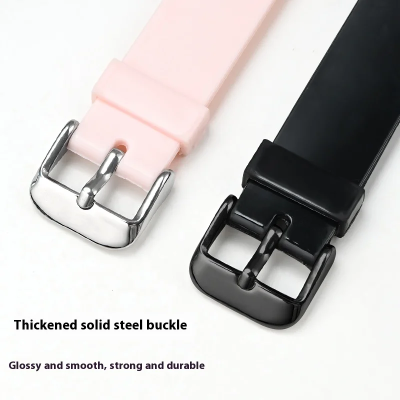 Resin Rubber Strap for Casio LRW-250H 200 LX-500H Women Glossy White Pink Convex Watch Band Waterproof Silicone Bracelet 12mm