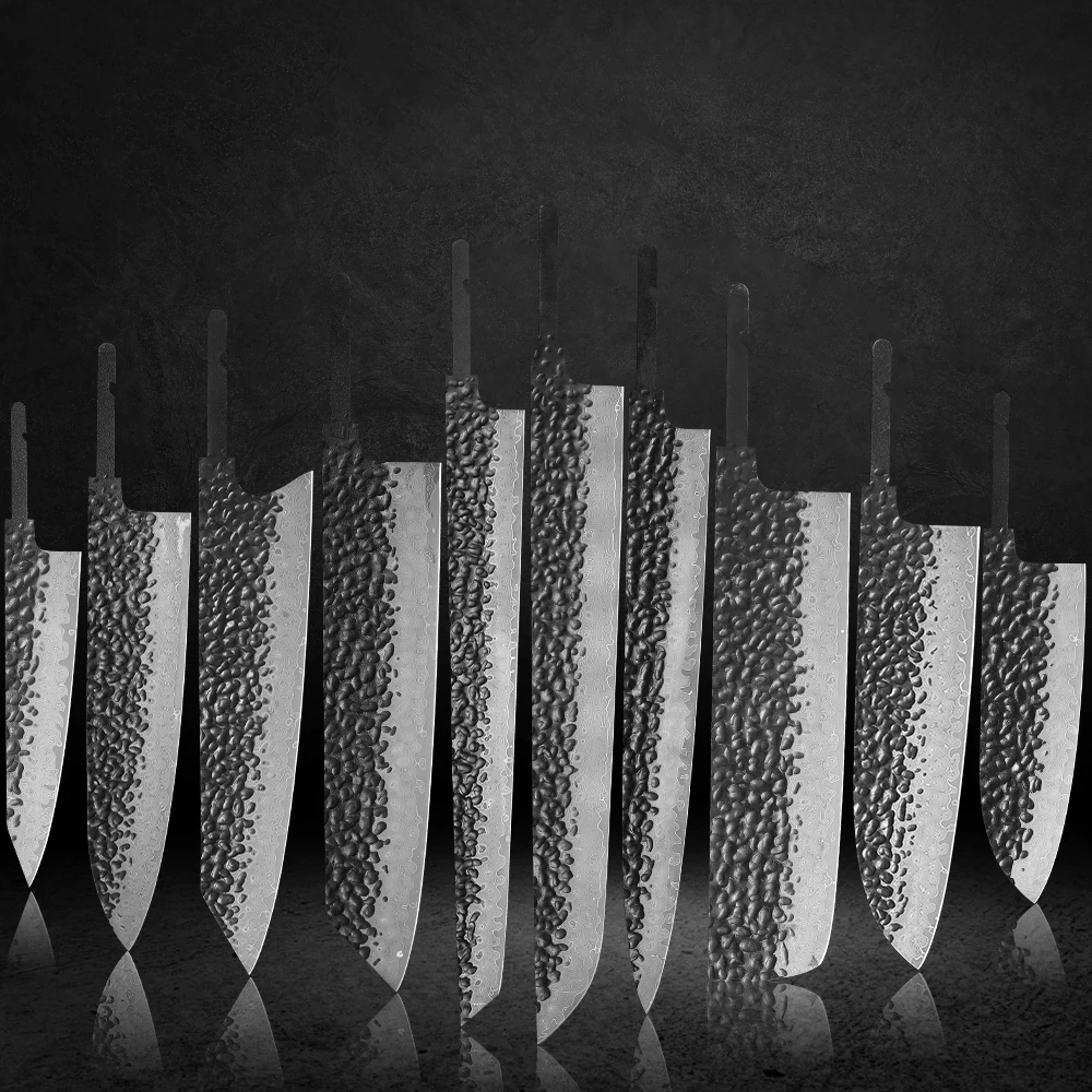TURWHO Japanese Chef Knife Blank Blade DIY Handle Forged Damascus Steel VG10 Kitchen Knives Set Handmade Making Tools No Handle