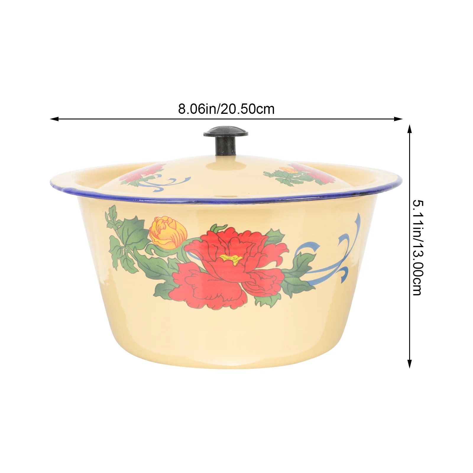 Vintage Emaille Waschbecken Retro Stil Schüssel mit Deckel für Küche Handwaschen kaltes Fleisch Lagerung Haushalt Topf Suppenbecken