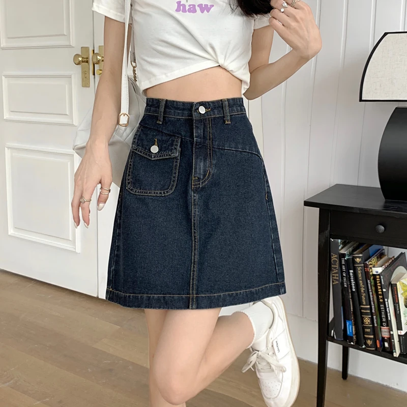 ハイウエストデニムスカート レディース 夏デザインセンセーション スモールエンススカート 2025新作 ラップアラウンドAラインスカート