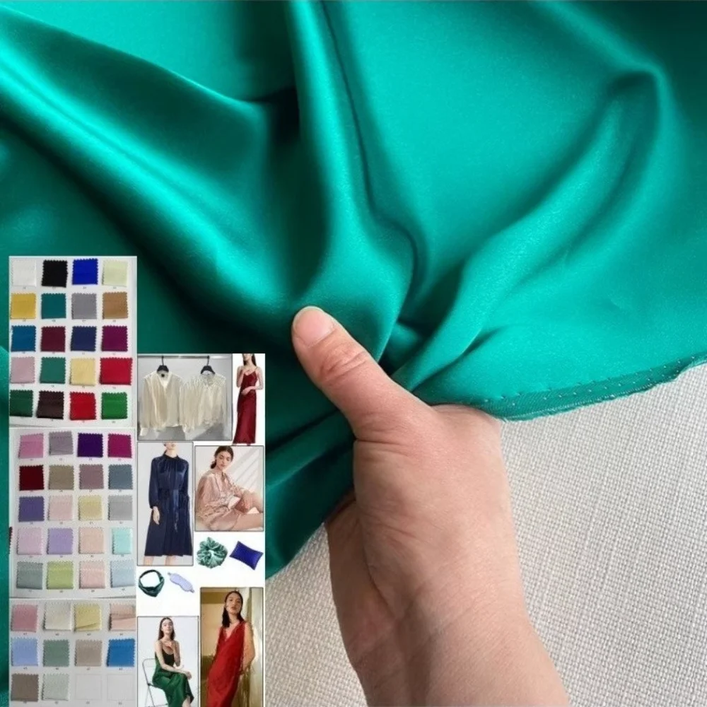 

Natural Mulberry Silk Fibroin Crepe Fabric for Sleepwear Headband Cheongsam Lining Clothing Fabrics Diy Sewing Cloth Per Meter