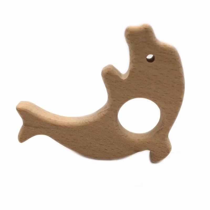Cartoon Animal Wooden Teethers for Baby Infant Natural Wood Pendant Teething Beads Toddler Toys Accessories Safety Shape