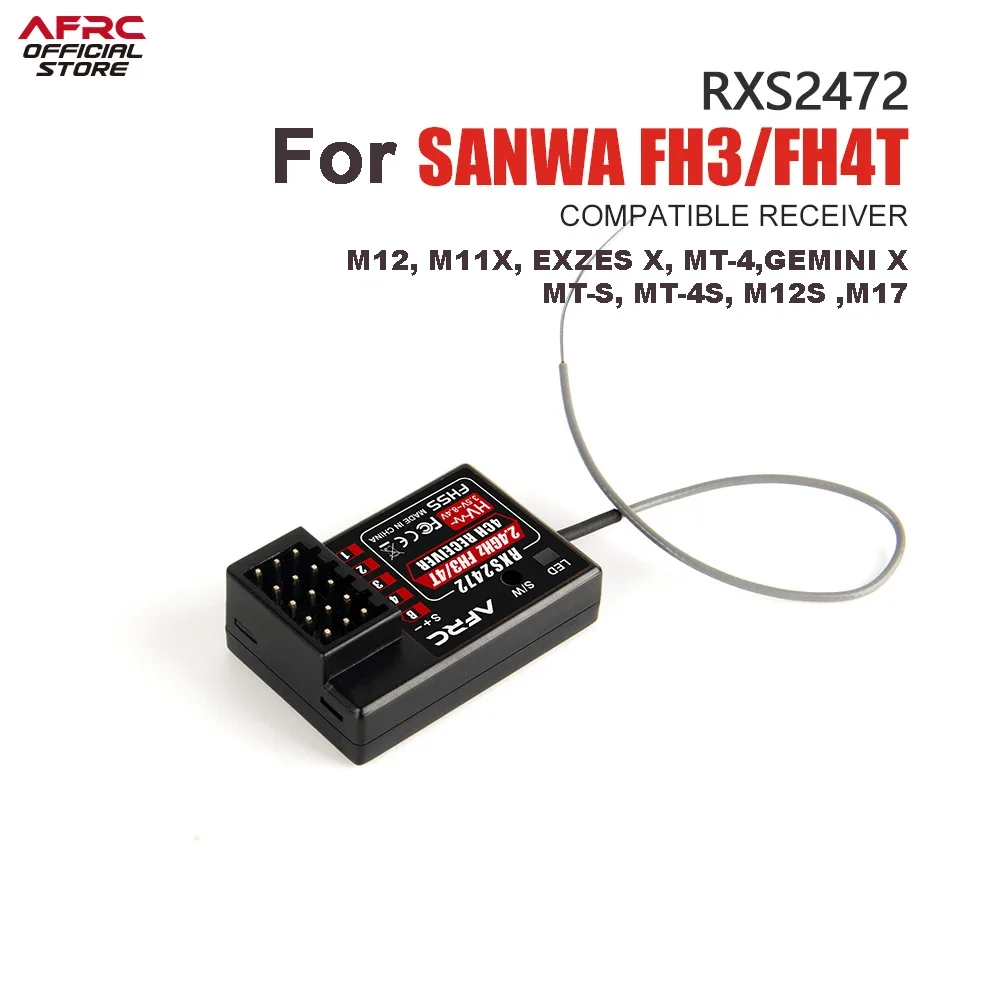 AFRC RXS2472 Compatible Receiver Suitable For SANWA M12, M11X, EXZES X, MT-4,GEMINI X,MT-S, MT-4S, M12S ,M17.SANWA FH3/FH4T