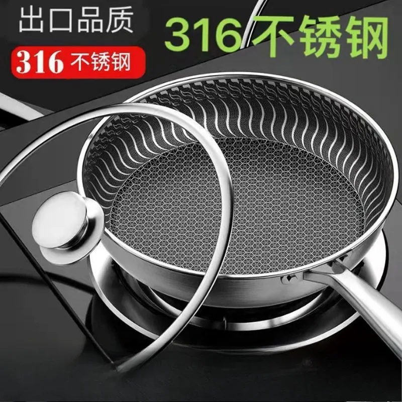 Stainless Steel Frying Pan for Induction Cooktop Gas Stove, Non Coated Skillet for Steak Eggs, Durable Cookware