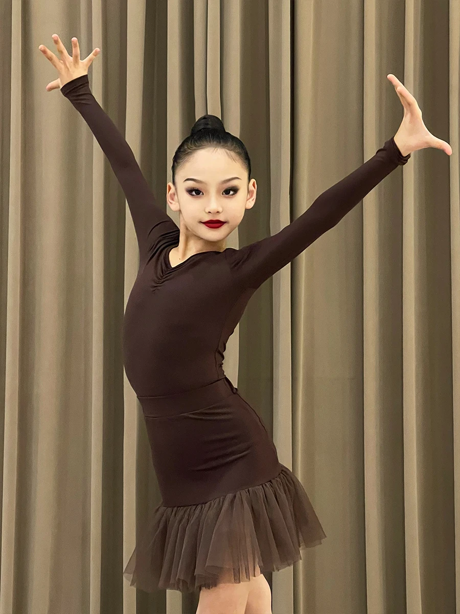 المهنية رومبا تانجو السالسا السامبا اللاتينية أزياء رقص الاطفال قاعة الرقص المنافسة فساتين الفتيات الأطفال المرحلة زي