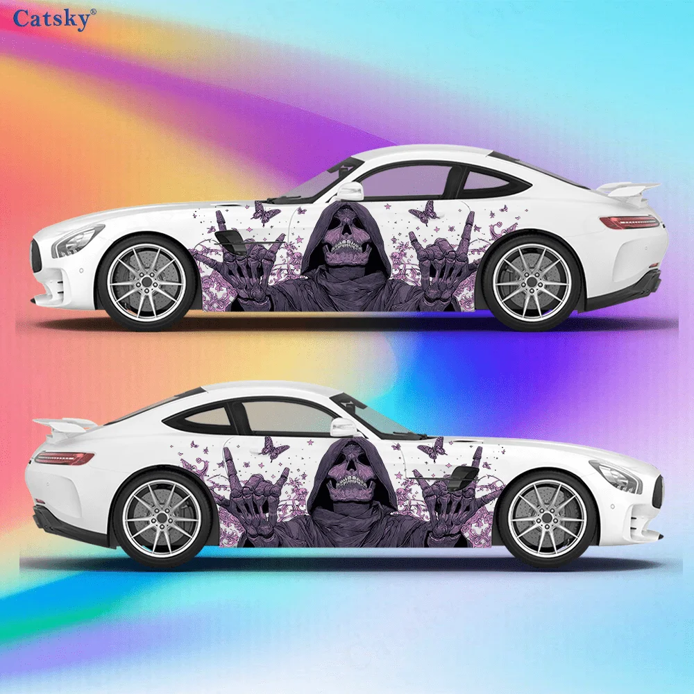 

Purple Cloak Skull Butterfly Car Side Sticker Decor, PVC Waterproof Scratch Resistant Decal,Car Protection,Auto Accessories Gift