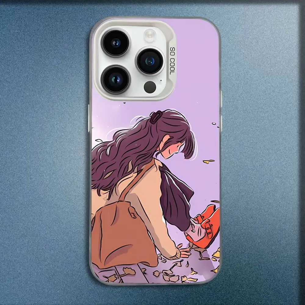 Girl Book Landscape Phone Case For iPhone 17,16,15,14,13,12,11,Pro,Max,Plus,E,SE4,Air,Mini White IMD Box