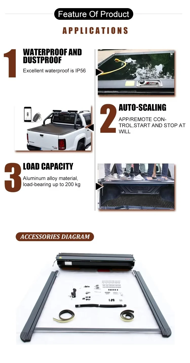 Electric Roller Shutter Tonneau Cover for Mercedes X Class Pickup Aluminum Waterproof 5