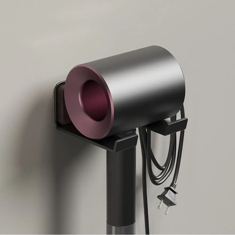 

No Drilling Wood Hairdryer Holder Wall Mount Waterproof Bathroom Shelf Rust-proof Easy Installation Hairdryer Storage Rack