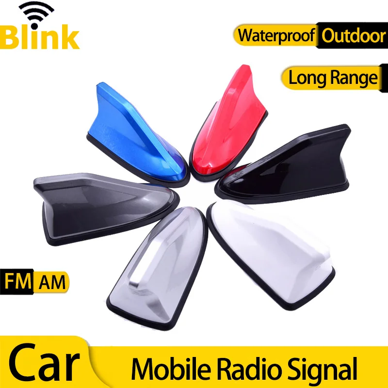 Car Universal FM AM Radio Antenna Outdoor Long Range Mobile Signal Booster Vehicle Waterproof Shark Fin Antenna With Amplifier